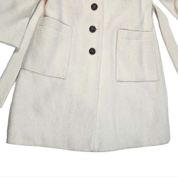 ba&sh Ecru Ivory The Wayne Trench Coat Sz 3 US 10 Large Wool Alpaca Blend Belted - Picture 8 of 16